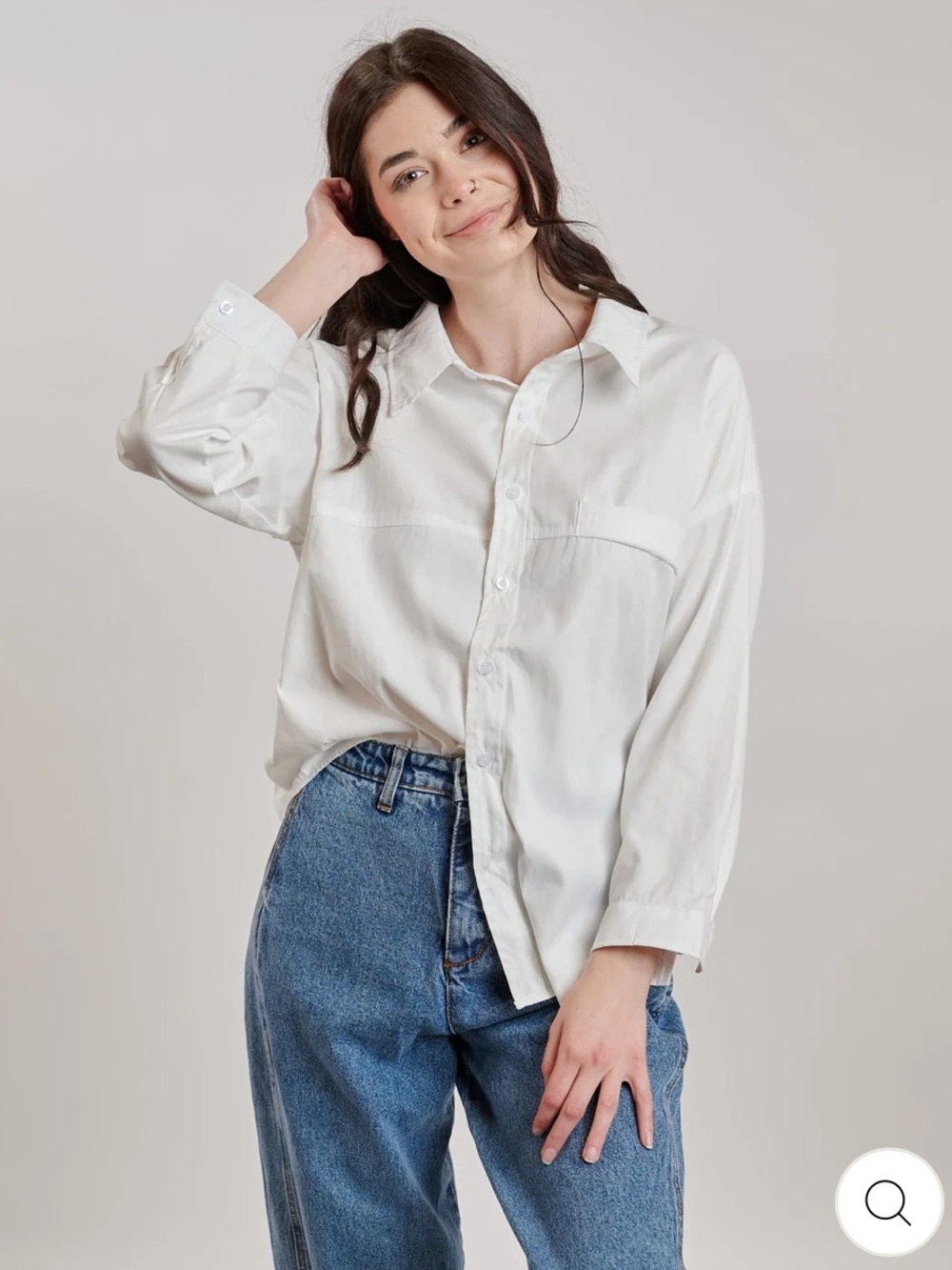 Little Mountain Women’s Oversized Classic White Button-Up Shirt - Cordova Shirt